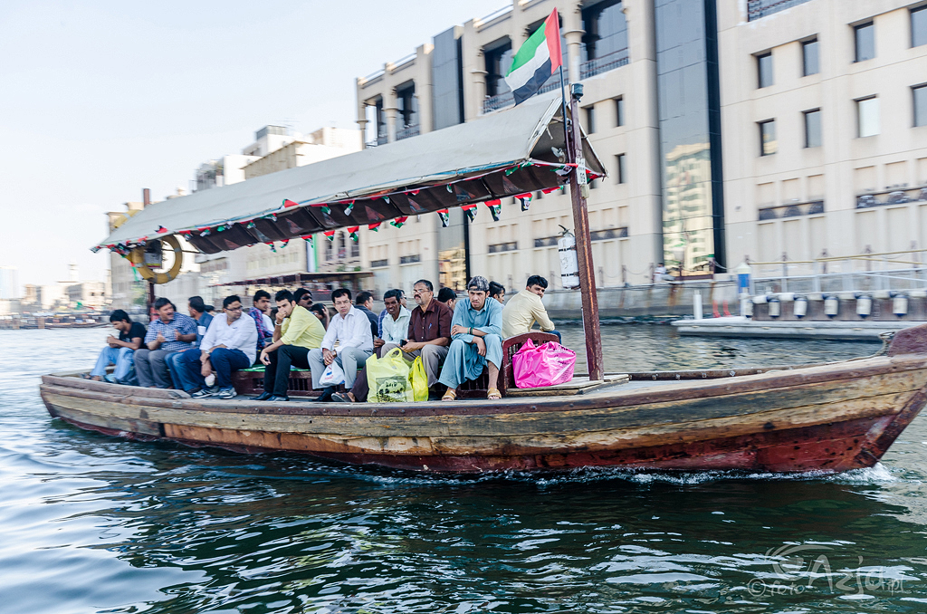 Traditional Abra ferries at the creek in Dubai